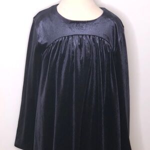 Carrément Beau girls blue Velour dress French